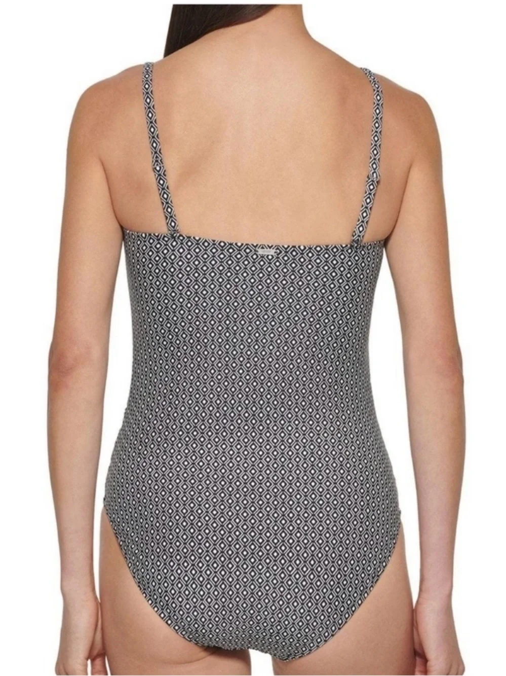 DNKY Black & White Strapless / Removable Straps One-Piece Swimsuit (L) New - Picture 3 of 13